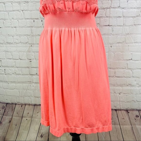 Ocean Club Neon Orange Swim Cover Up Eyelet Dress - Picture 4 of 10